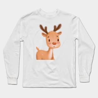 Cute Raindeer Drawing Long Sleeve T-Shirt